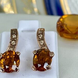 Clearance‼️6.48ct Champagne Sapphire Earrings Rose Gold on silver